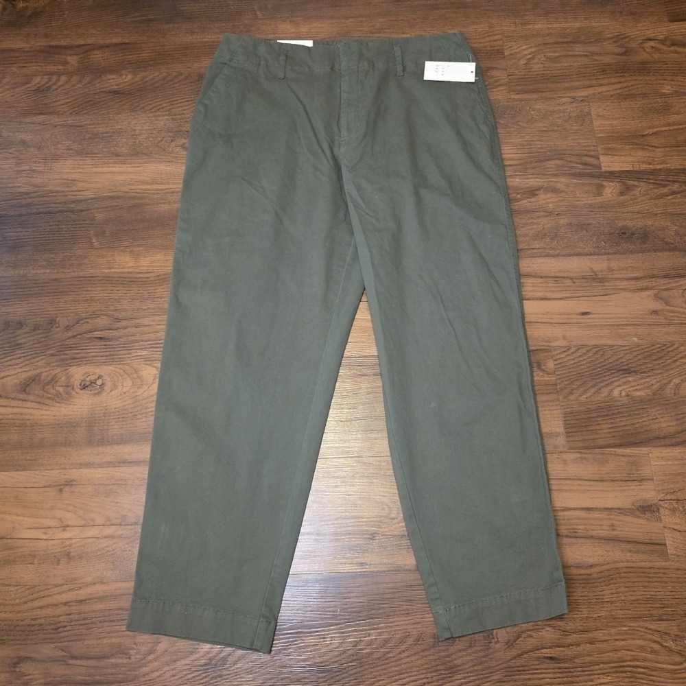Women's High-Rise Tapered Ankle Chino Pants Olive‎ Green - A New Day Size 12